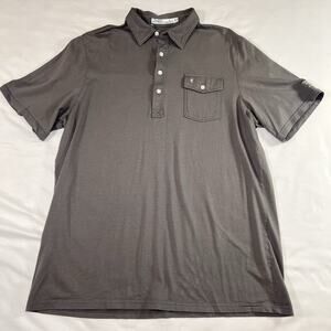 Criquet Polo Shirt Mens Size XL Gray Short Sleeve Organic Cotton Preppy Casual